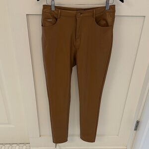 bebe Carmel Slim Faux Leather Pants